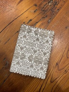 Anthropologie Cream Canvas Passport Sleeve with Gold Beaded Accent